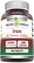 Amazing Formulas Iron as Ferrous Sulfate Supplement | 65 Mg | Tablets | Non-GMO | Gluten Free | Made in USA (480 Count)