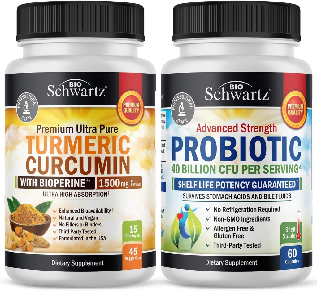 Kurkuma 1500mg 45 Graf + Probiotic 40 Billion CFU 60 Graf