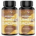 Curcumine Turmère Liposomale 2200 mg avec Pepper Noir pour l'absorption améliorée et le soutien des articulations, 60 softgels (2 bouteilles)