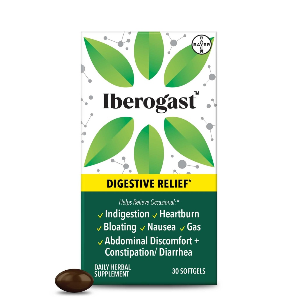 Iberogast Softgels, Kräuterrelief von Stomach Upsets: okziale Empörung, Bloating, Gas, Übelkeit, Upset Stomach; 6-Herb Blend mit Iberis Amara, Peppermint, Licorice, Zitronenbalm; 30ct
