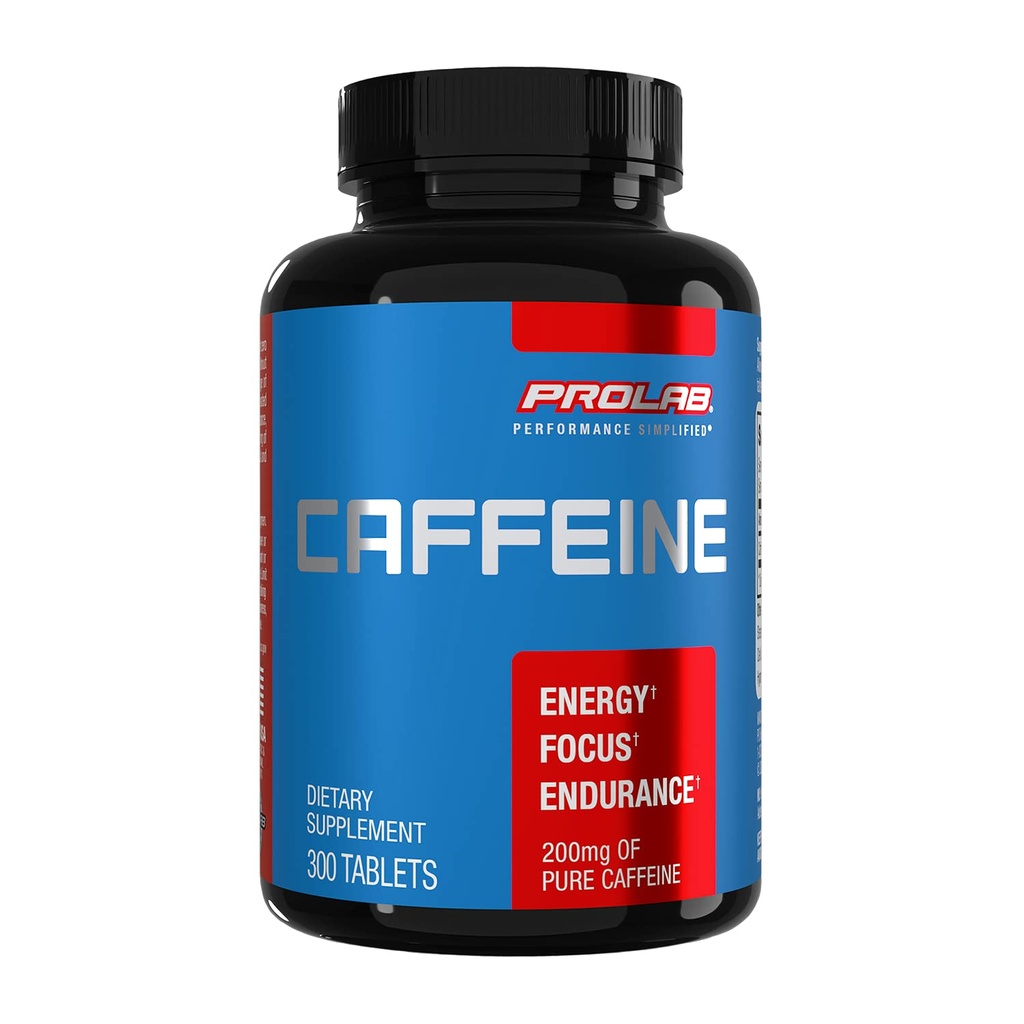 ProLab Caffeine Tablets 200mg - 300ct | supporto energetico, aiuta a migliorare la resistenza & messa a fuoco mentale, ridurre la fatica, pre-allenamento, resistenza extra