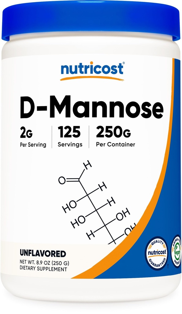 Nutricost D-Mannose en poudre 250 grammes - Sans OGM et sans gluten