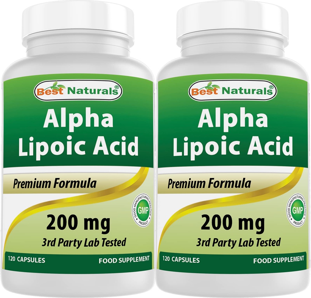 Meilleurs acides alpha lipoïques naturels 200 Mg 120 Capsules (120 Nombre (paquet de 2))