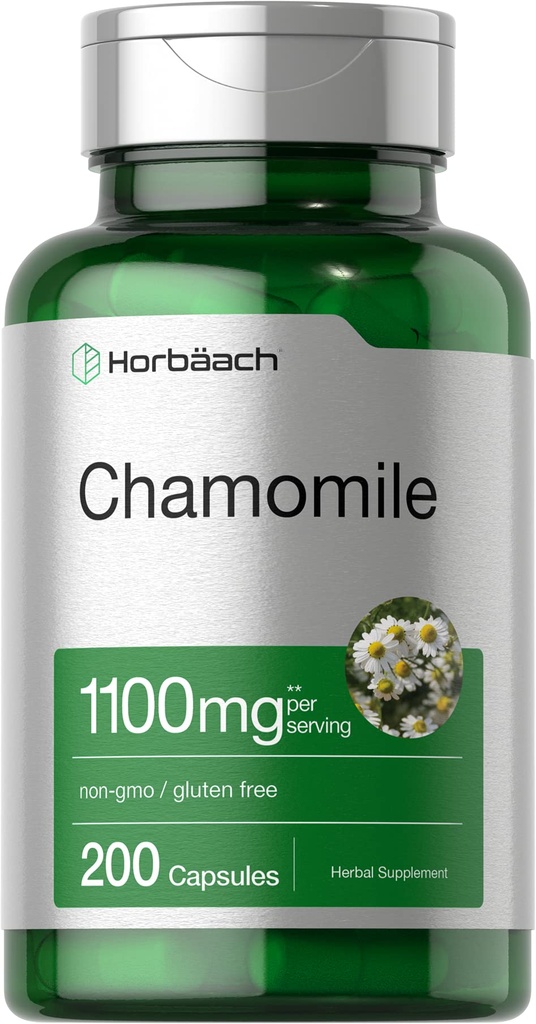 Horbäach Chamomile Flower Extract | 200 pillole | 1100mg capsule | Non-GMO, Gluten Free Supplement