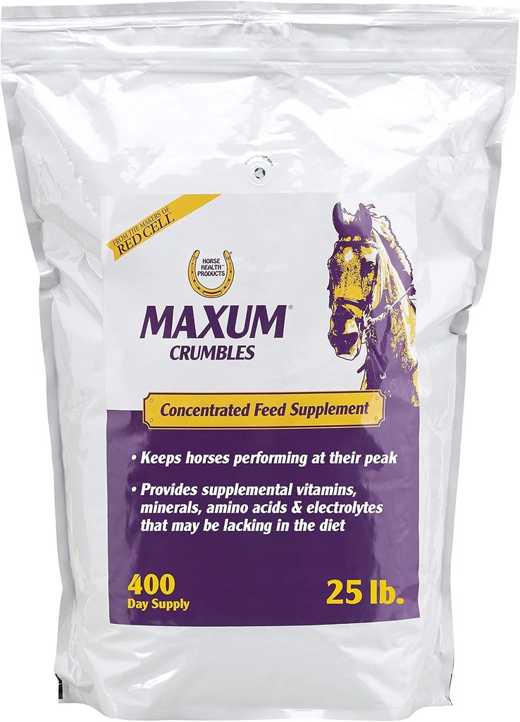 Pferdegesundheit Maxum Crumbles Konzentrierte Futterergänzung für Pferde, bietet eine breite Palette von Beneficial Nährstoffe für die heutige Equine Athlete 25 Pfund