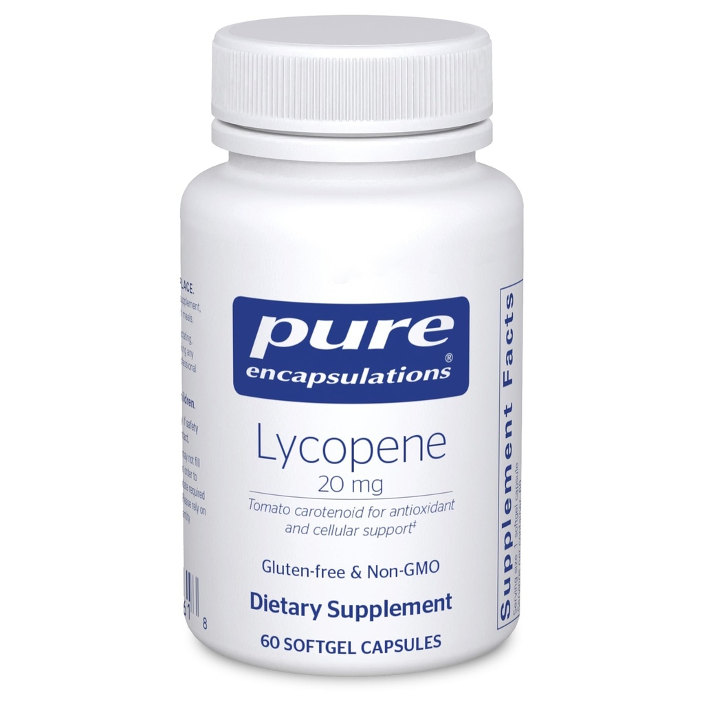 Reine Kapseln Lycopin 20 mg | Nahrungsergänzungsmittel für zelluläre und Macular Support | 60 Softgel Kapseln