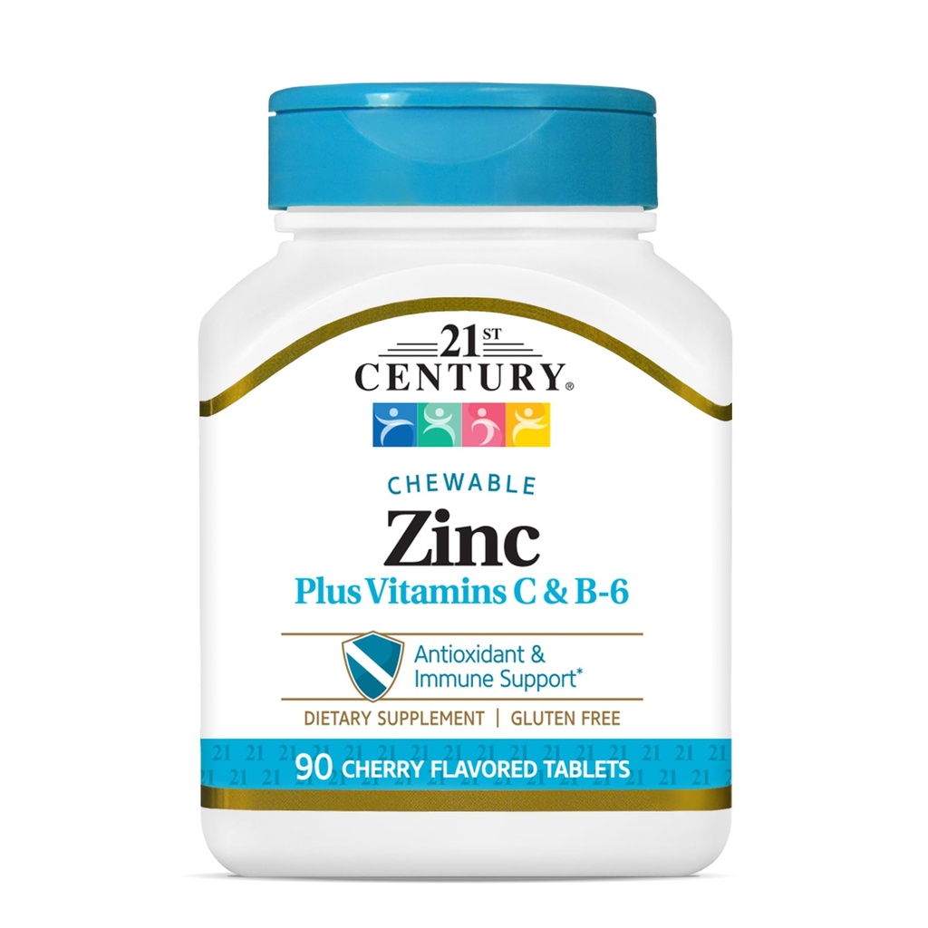 21st Century Zinc Chewable Wisc & B6 - Cerise, 90 comte