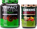 Nutrologie Greens & Fruits Superfood, Vanilla Cinnamon (30 portions) TRIPACT Poudre de protéines végétales, beurre d'arachide au chocolat (20 portions)