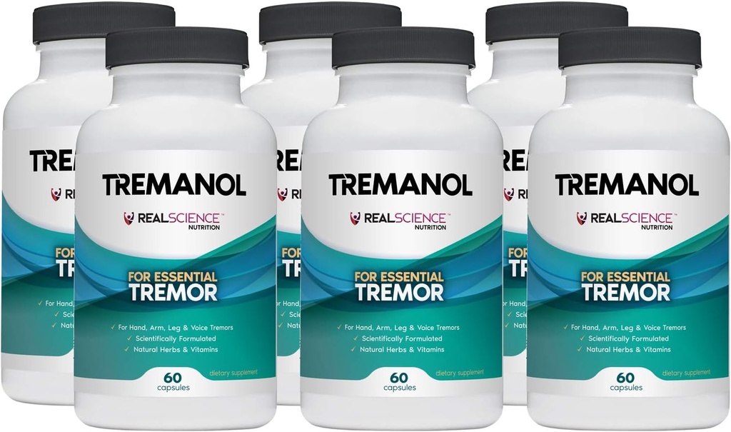 Tremanol – Confezione da 6 - Aiuti naturali per il Tremor Essenziale - Fornisce sollievo per le mani agitate, il braccio, la gamba e i torri vocali
