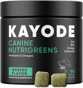 Canine NutriGreens - Vitamines et probiotiques naturels pour chiens. Pas de poudre de mess. Comprend Spiruline, Kelp & Mélange de baies antioxydantes. Suppléments pour chiens 6-en-1 et vitamines Chews. Super Greens pour chiens.