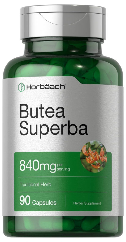 Horbäach Butea Superba Root 840mg | 90 Kapseln | Male Performance | Non GMO, Gluten kostenlose Ergänzung