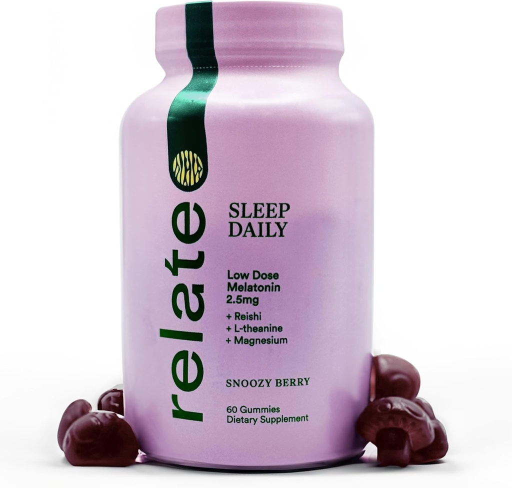 Schlafen Sie Daily Gummies - Pilz-infused Schlafunterstützung mit Low-Dose Melatonin, Magnesium, L-Theanin, Lion's Mane, Reishi, Cordyceps und Turkey Tail Mushrooms - Vegan, Made in USA - 60 Count