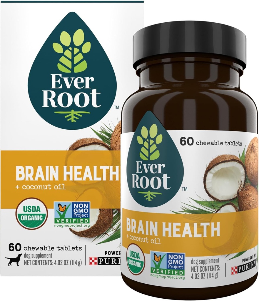 Everroot Dog Integratori Alimentati da Purina Brain Salute Chewable Tablets con olio di cocco - 4.02 oz. Canister