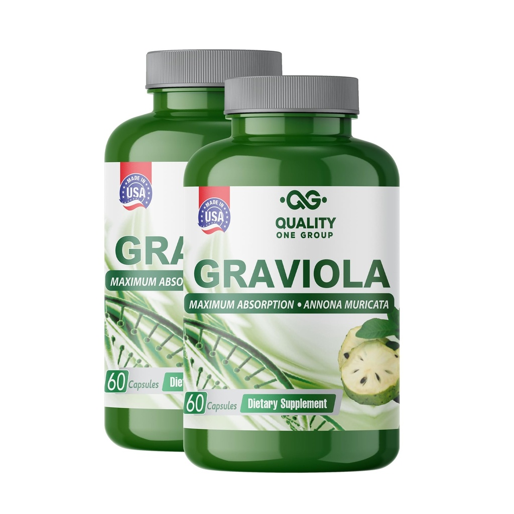 GRAVIOLA MAX - Estratto di Graviola Supplemento - Soursop (Annona muricata) -Immune System Booster & Antiossidanti in Ogni capsula di Graviola Pura (2 Unità)