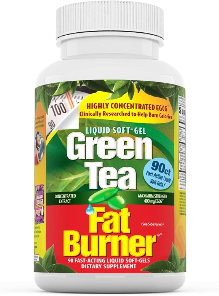 Angewandte Ernährung Green Tea Fat Burner - 90 Liquid Soft-Gels - Erhöht Calorie Burning & Supplies Leistungsstarke Antioxidantien - 45 Total Servings