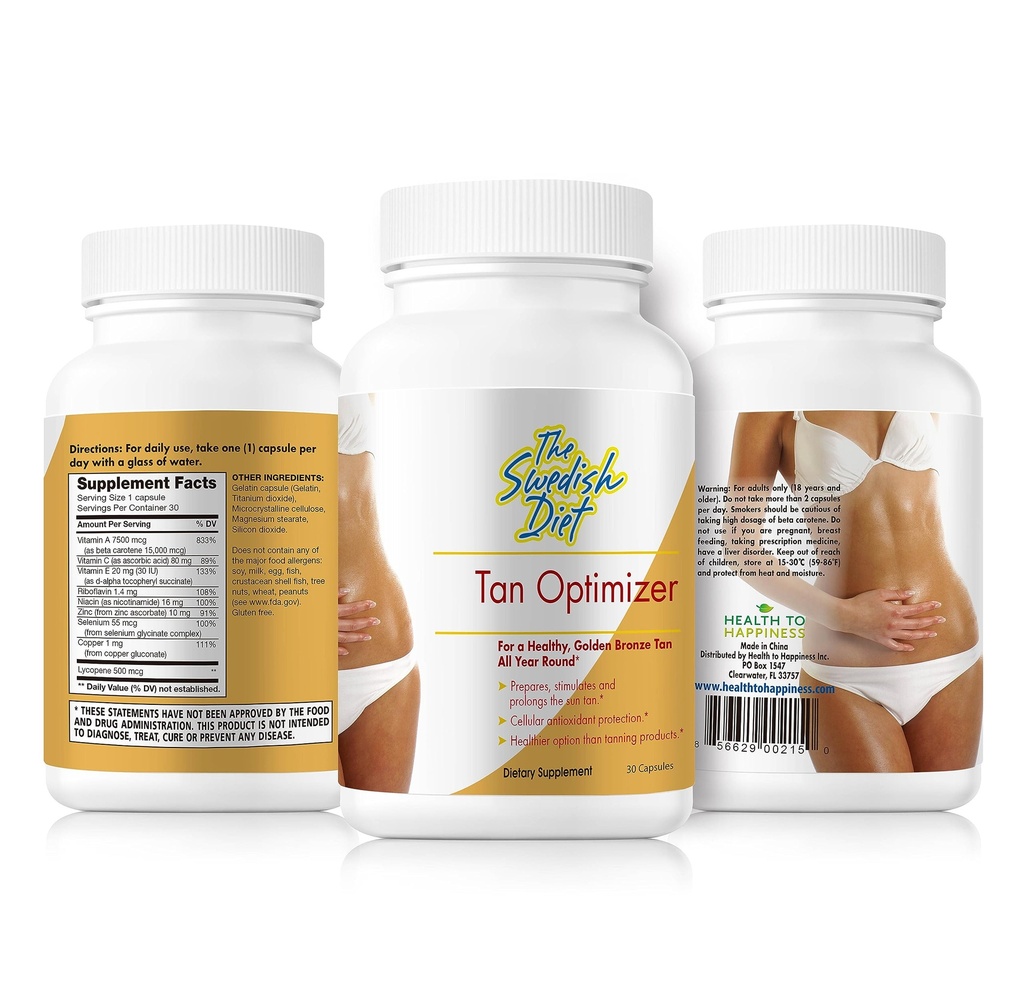 Tan Optimizer Tanning Pills – Beta Carotene & Antioxidant Skin Health Supplement with Lycopene for Radiant Skin – 30 Capsules