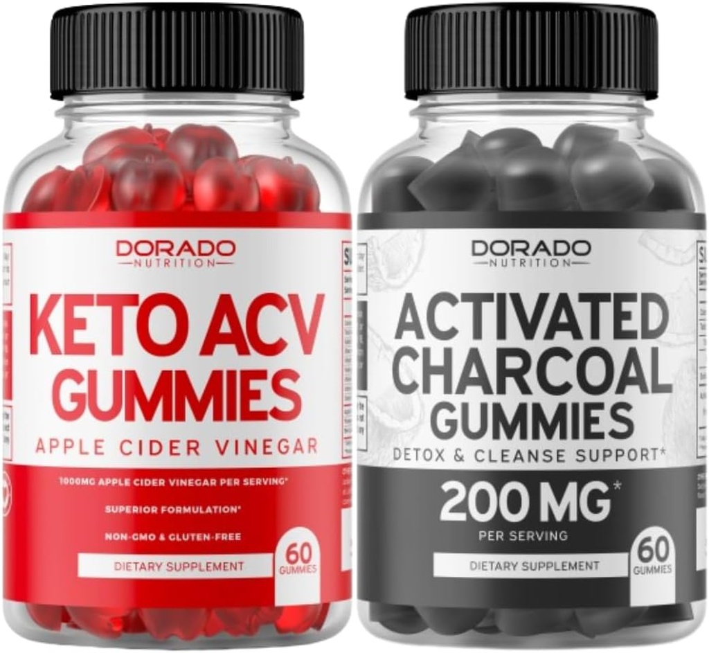 Keto ACV Gummies (60 Count) Advanced Weight Loss Formula and Activated Charcoal Gummies (60 Count) Gesunde Detox & Cleanse-Unterstützung - Formuliert aus Bio Coconut Shells - Non GMO, Vegan & USA Made