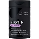 Sport Research® Biotin 5000mcg con olio di cocco biologico - Biotina (Vitamina B7) per la pelle sana e il supporto dei capelli* - per le donne e gli uomini - Vegan, Non OGM, Gluten & Soy-Free - 120 Veggie Softgels