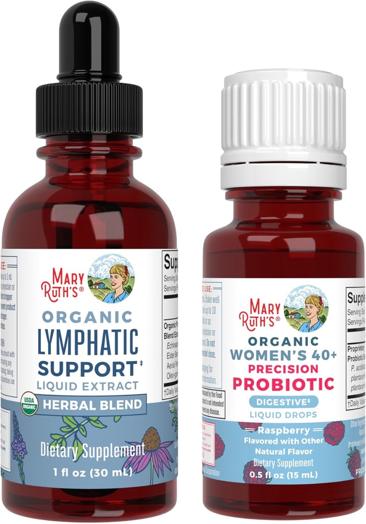 MaryRuth Organics Probiotic Digestion (framboise) pour les femmes 40+ & Lymphatic Cleanse Drops (déchets de nettoyage)