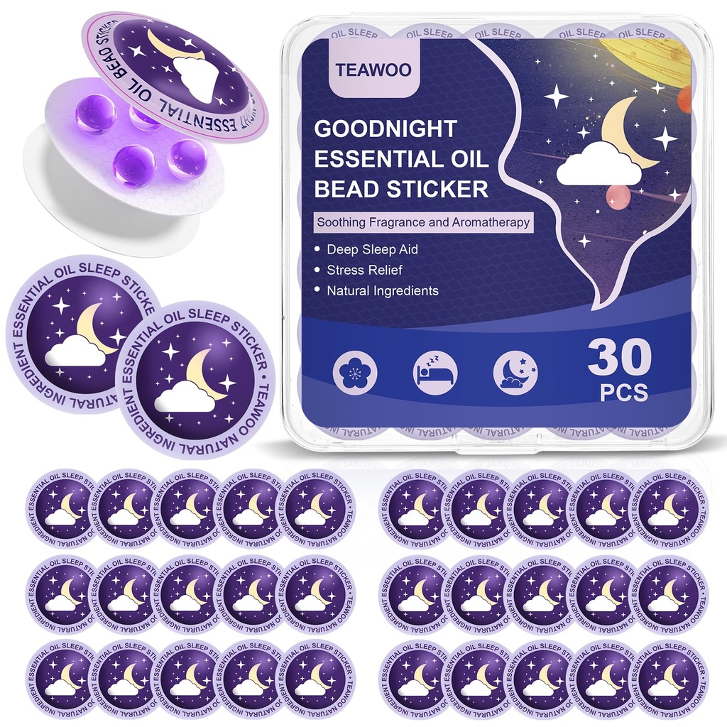 Dormire Patch per adulti e bambini, Perline di olio di sonno di buona notte Patch di aiuto di sonno (30 PCS, Servire fino a 120 notti), Formula di sogno dolce aggiornato con ingredienti vegetali naturali 100%