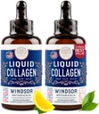 WINDSOR BOTANICALS Collagen liquido per le donne e gli uomini - Capelli, Pelle, Vitamine Unghie - Peptidi di collage di limone Bevanda di crescita dei capelli - 5000mcg Biotina, 10.000mcg - US Made - 2x2oz