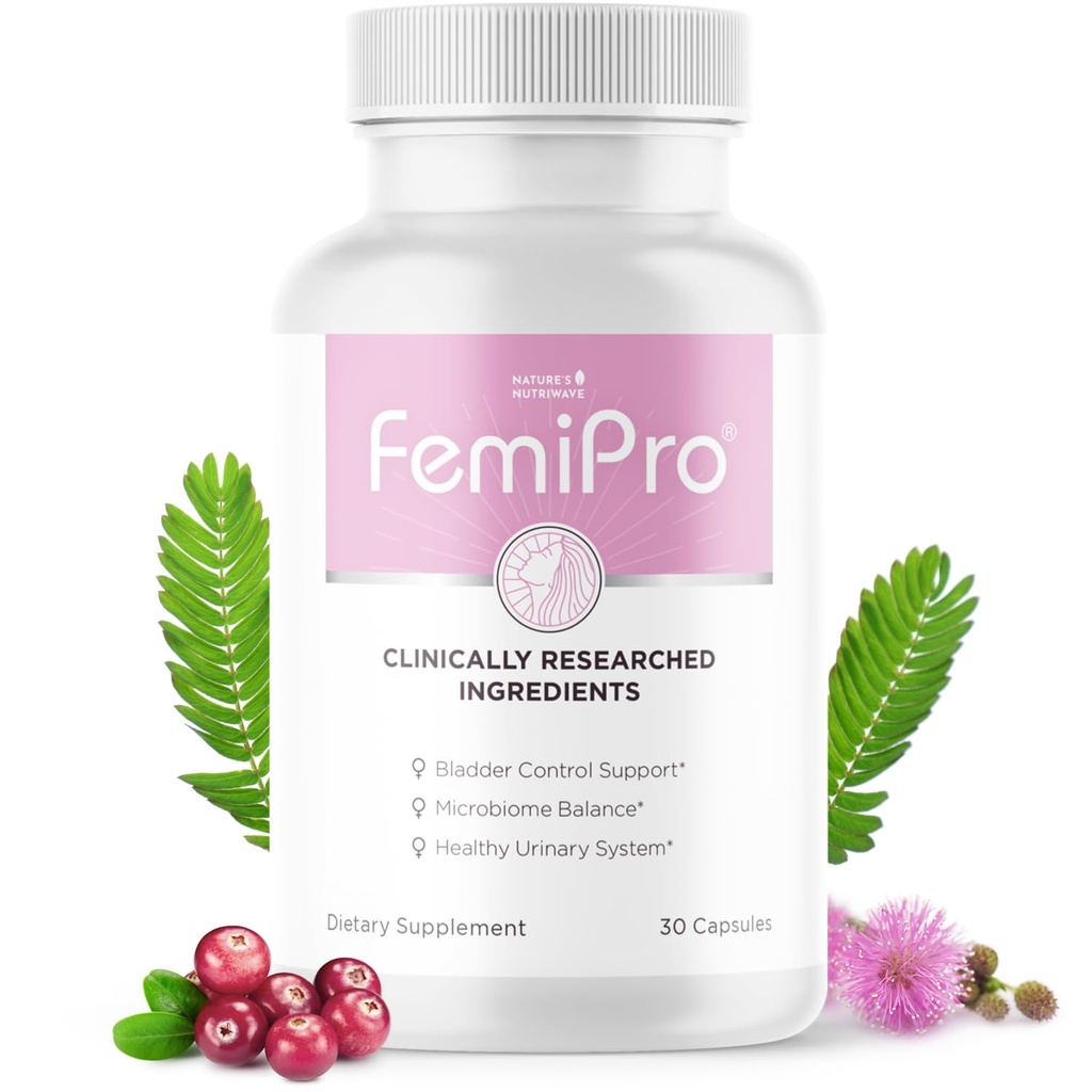 Femipro Bladder Control Supplements für Frauen & Männer, Natürliche Kräuter & Probiotic Blend, unterstützt Urinary Tract Health & Microbiome Balance | Made in USA Non-GMO, 30 Kapseln, 1 Monat Versorgung