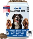 Cuciture per cani, Omega 3 Fish Oil - Cappotto Cane & Skin Supplemento - USA Prodotto - Itch Relief, Hot Spot Trattamento - Olio di salmone per cani - 120 Soft Treats - Itching Skin Relief, Shedding, Hip & Joint
