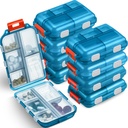 Meekoo 8 Pcs Travel Pill Organizer Pocket Portable Pill Case Daily Container Small Container Medicine Viaggiare con 10 scomparti per Purse Fish Oil Medicine (Sky Blue)