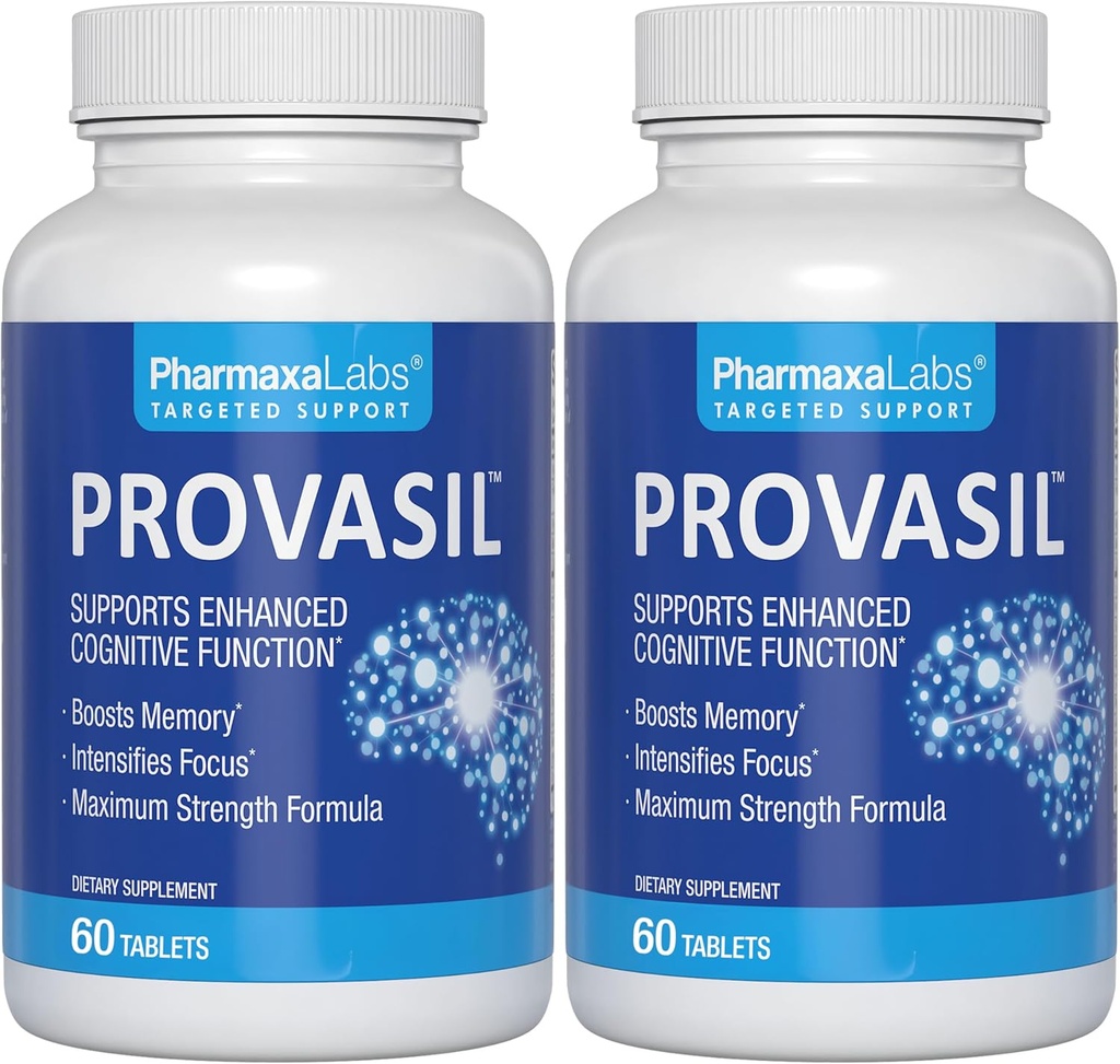 Provasil Brain Ergänzung für Gedächtnis, Fokus, Stimmung & Konzentration | Ginko Leaf Flavonoids, Bacopa Monnieri & Biotin | Verbesserung der mentalen Leistung, Aufmerksamkeit & Kognitive Gesundheit (Pack von 2)