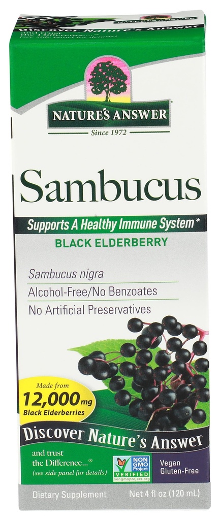 Nature's Answer Sambucus Nahrungsergänzung, Original für tägliche Immun- und Antioxidantienunterstützung | Made in The USA | Alkoholfrei, Glutenfrei & Vegan 4oz (Pack 1)
