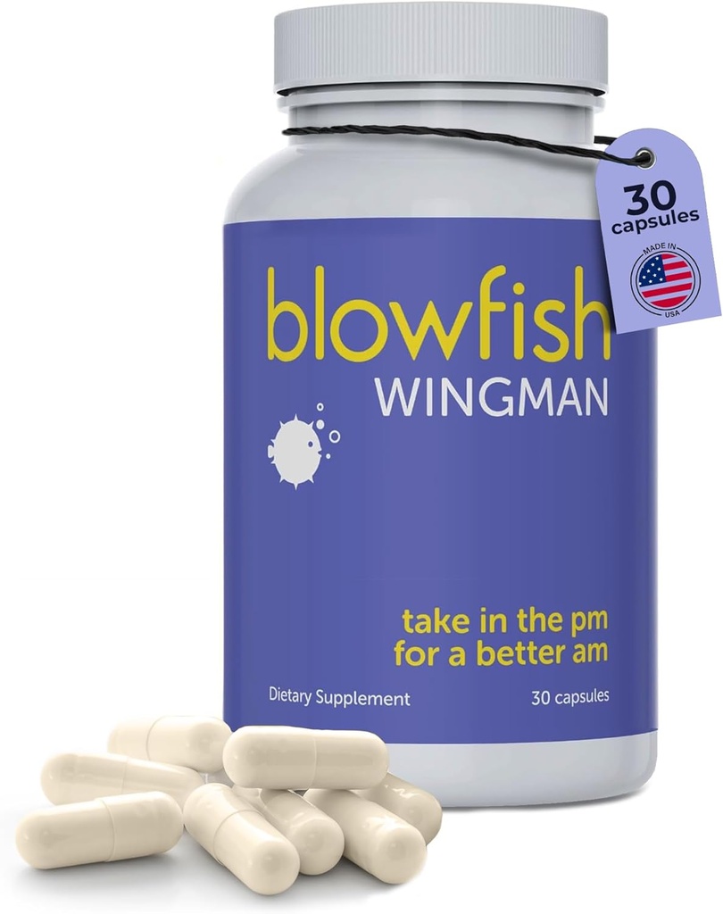 Wingman Blowfish | Feel Better After Drinking with DHM, L-Cysteine, & Electrolytes | Supporto e idratazione del fegato pre-alcol