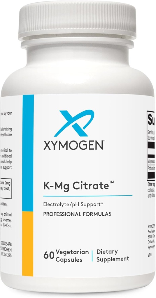 Citrato K-Mg XYMOGEN - Supplemento Citrato di potassio e magnesio - Promuovi il supporto del rene e la funzione cellulare sana - Supplemento di elettroliti (60 capsule)