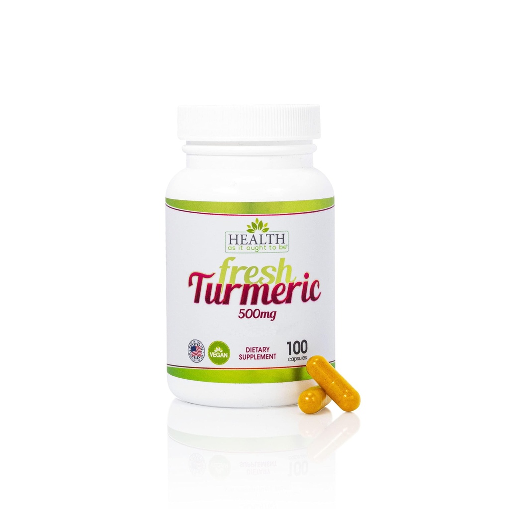 Gesundheit als es Ought Frische Turmeric 500 mg Supplement | Standardisierte Extrakt für optimalen Effekt | 100 Kapseln