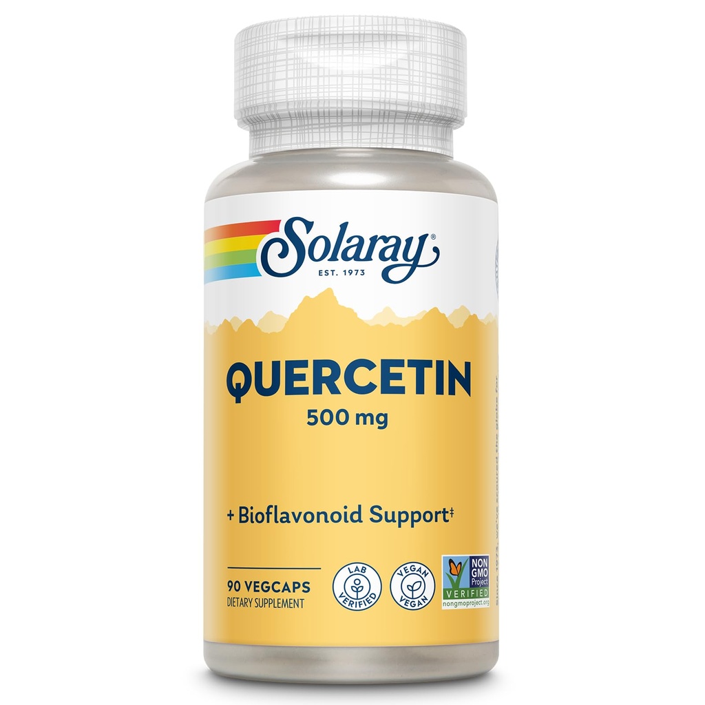 SOLARAY Quercetin 500 mg, unterstützt Sinus, Respiratorische, Immunfunktion & Normale, Gesunde Uric Acid Levels, 90 VegCaps