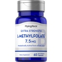Piping Rock L-metilfolato 7,5 mg | 60 capsule | Supplemento di resistenza supplementare | Acido folico attivo | Non-GMO, Gluten Free