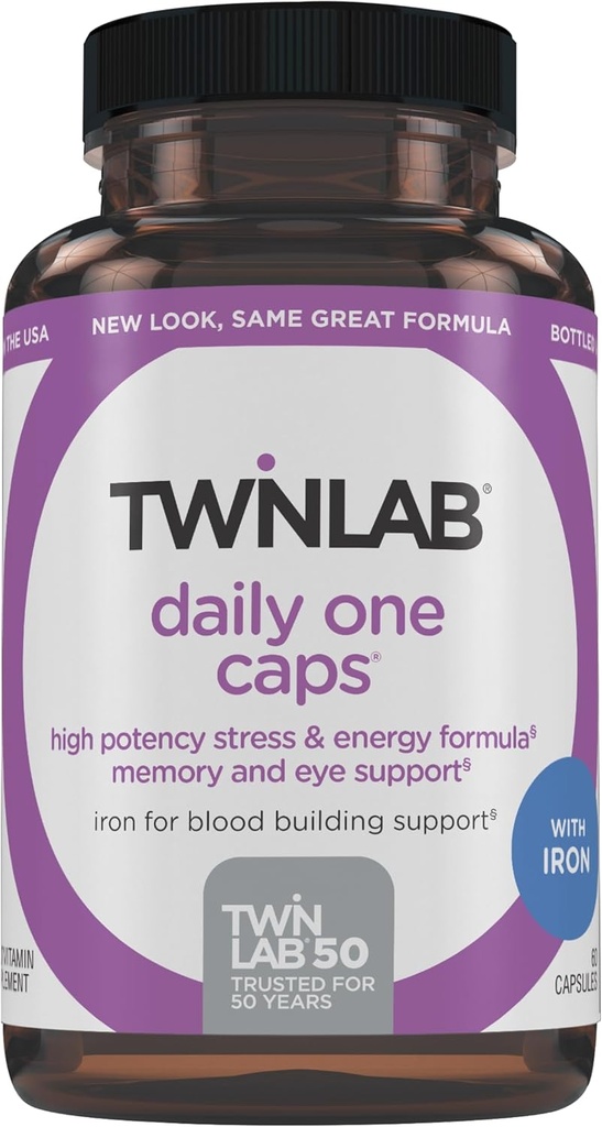 Twinlab Daily One Caps with Iron - Supplemento nutrizionale con ferro, zinco, vitamine B e altro - 60 capsule