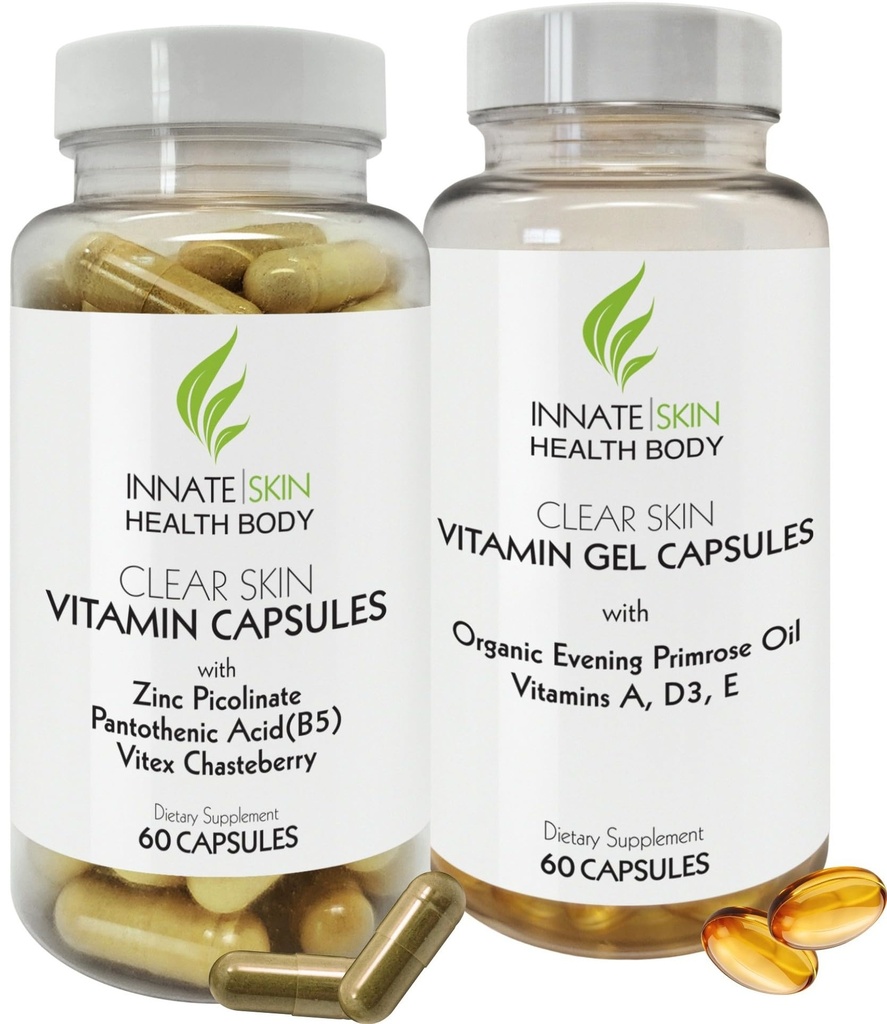 Clear Skin Acne Vitamin System | 20 antiossidanti, botanici e minerali | 60 Count Pack di 2