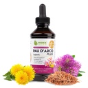 Extrait d'Arco Maxx Herb PAU avec mélange thérapeutique de racine de dandelion et de trèfle rouge, Absorbe de teinture de darco PAU mieux que le thé ou les capsules Taheebo, pour le soutien immunitaire - 4 Oz bouteille (60 portions)