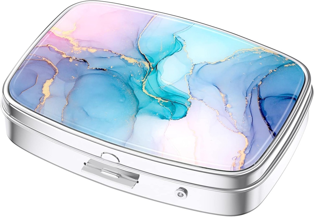 Nipichsha Pille Box, Kleine Pille Fall für Geldbeutel & Tasche, niedliche Reise Medizin Organizer, Tragbare Medizin Container Halter, Vitamine, Medikamente, Fischöl & Ergänzungen, Bunte Marmor