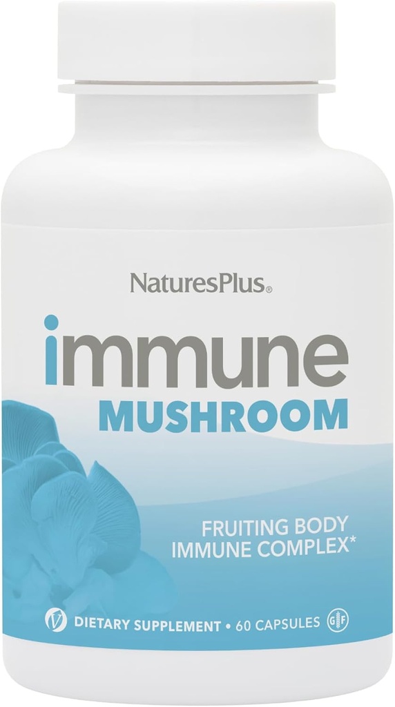 Natures Plus Immune Mushroom - 60 Capsule - Fruiting Body Immune Complex - da Sette Funghi diversi - Fornisce Micronutrienti chiave - Vegan, Gluten Free - 30 Serve