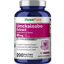 NusaPure Umckaloabo 4:1 Extrait, 60 mg équivalent à 240 mg Caps végétatifs 200 Nombre (non OGM, végétalien)