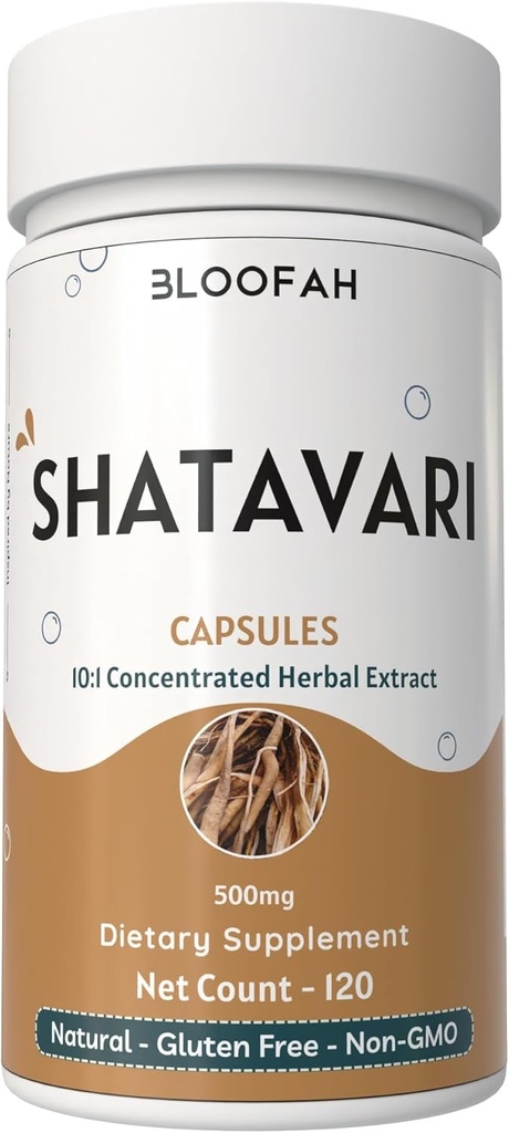 Shatavari Kapseln 500mg | Konzentrat 10:1 Extrakt | Spargel racemosus Wurzel Kräuterergänzung | Non-GMO, Glutenfrei, Traditionelle Kräuterformel (120 Count (Pack von 1))