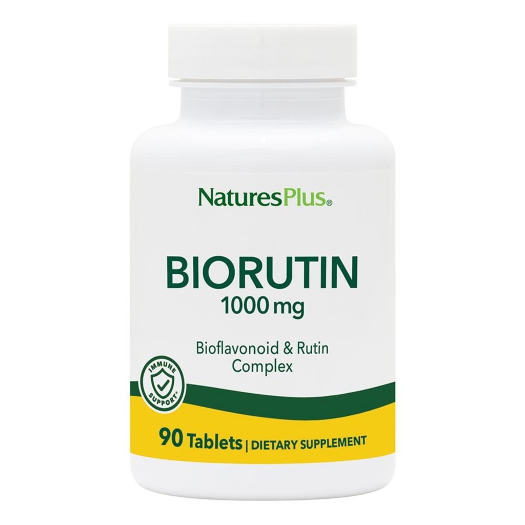 Natures Plus Biorutin 1000 mg - 90 Compresse - Bioflavonoide & Rutin Complex - Supporta Funzione e Circolazione Vascolare - Vegetariano, Senza Glutine - 90 Serve