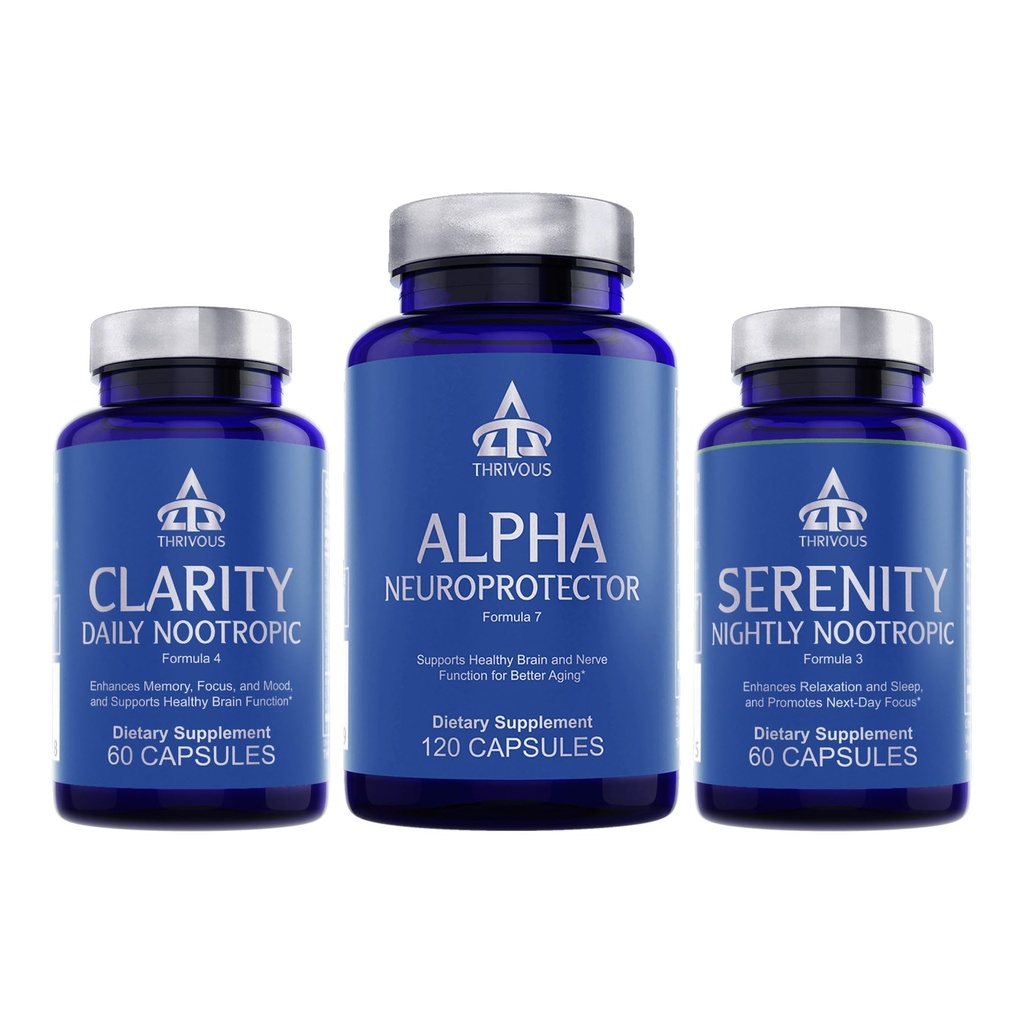 Thrivous Nootropic Stack – Kompletter Day & Night Brain Support Bundle – 240 Vegan Kapseln