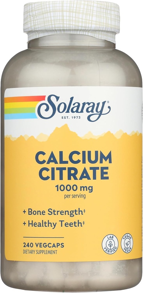 Solaray Calcium Citrate, 240 Caps, 0.75 Bottiglia