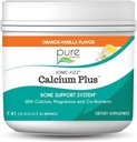 Calcium Ionic Fizz Plus by Pure Essence - Rapporto perfetto di Calcio/Magnesium con vitamina A, B, C, D e Potassium Strong Bones - Arancione Vanilla - 7.41 oz