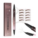 Penna del sopracciglio curvo 2-in-1 e eyeliner con 10Pcs Stencil freccia, matita del sopracciglio di Microblading con 4 punte della forcella e la punta precisa curva, matite impermeabili e durevoli del sopracciglio per le donne, marrone scuro