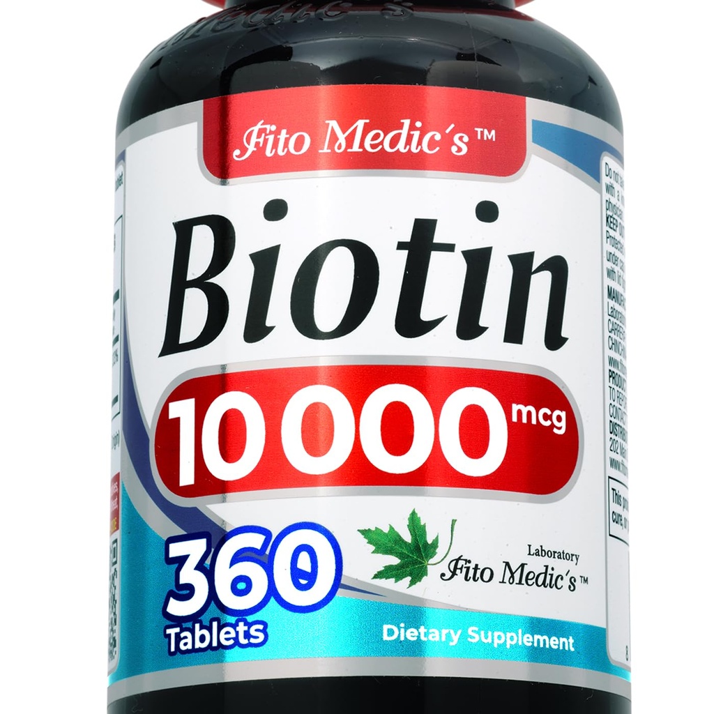 FITO MEDIC's Lab | biotin 10000mcg |360 Tab | biotin | biotin Supplement | biotin Vitamine | biotin Pillen | biotina para el Cabello | biotin Tabletten | Ultra hohe Absorption.