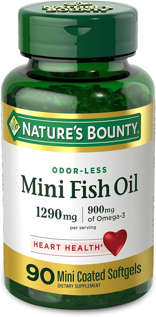 Natur Bounty Mini Fish Oil, 1290mg, 900mg Omega-3, 90 Softgels