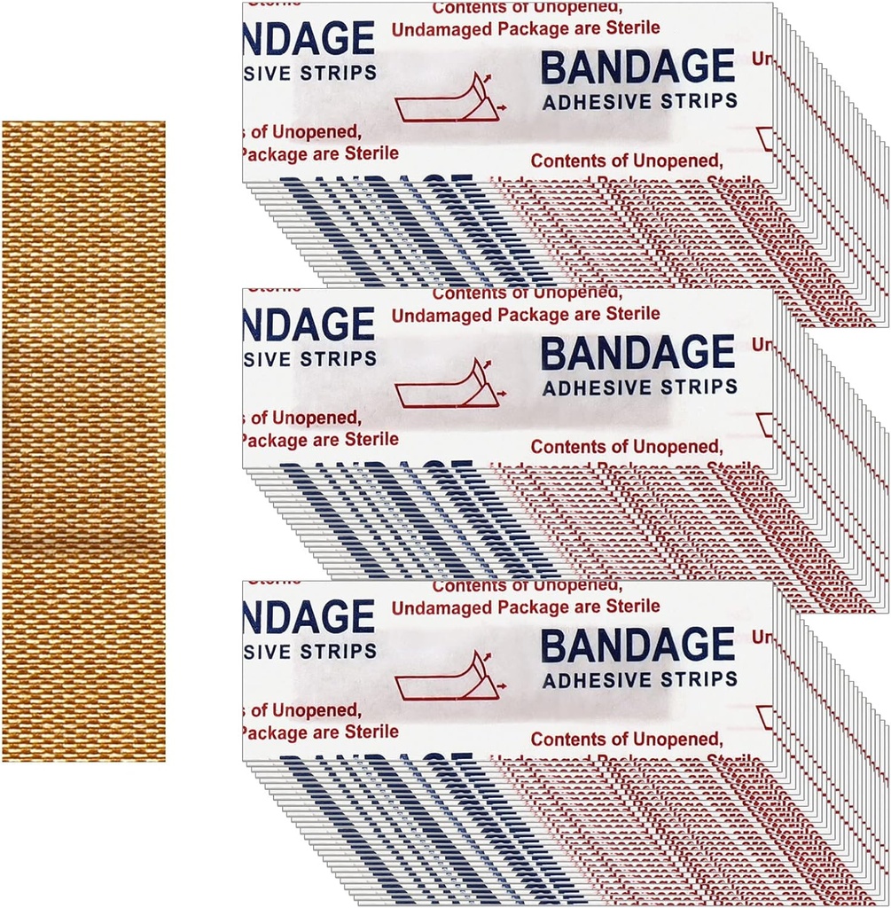 Weewooday 300 Pcs Small Bandages - Nastri, Tessuto, Adesivo, Flessibile, Traspirante - 0.34 x 1.6 Pollice